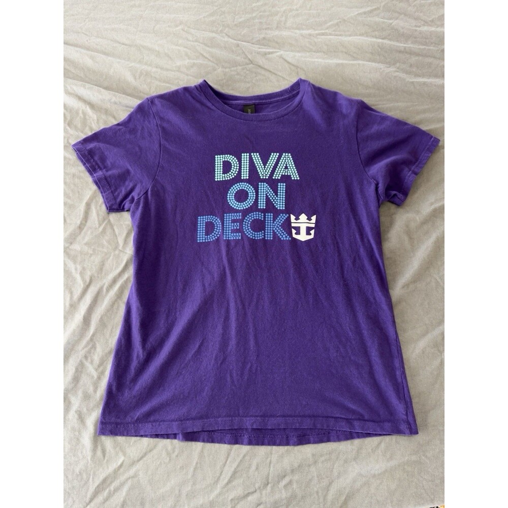 Royal Caribbean Diva On Deck Purple Size Medium T-Shirt Heavy Cotton Cruise Line